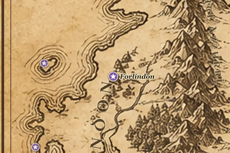 Forlindon sulla mappa della Terra di Mezzo