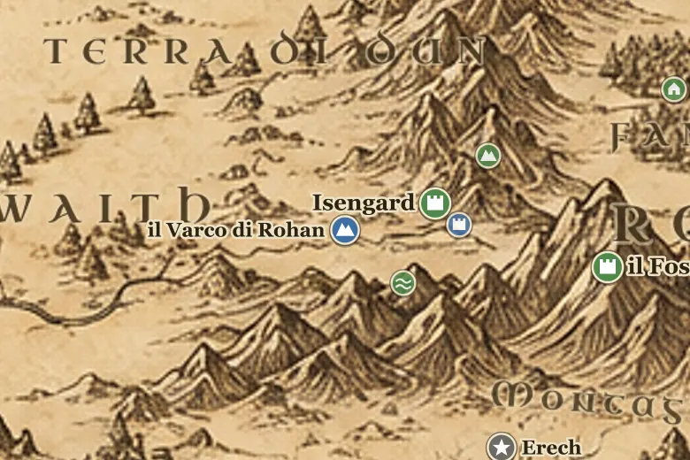 il Varco di Rohan sulla mappa della Terra di Mezzo