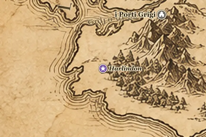 Harlindon sulla mappa della Terra di Mezzo