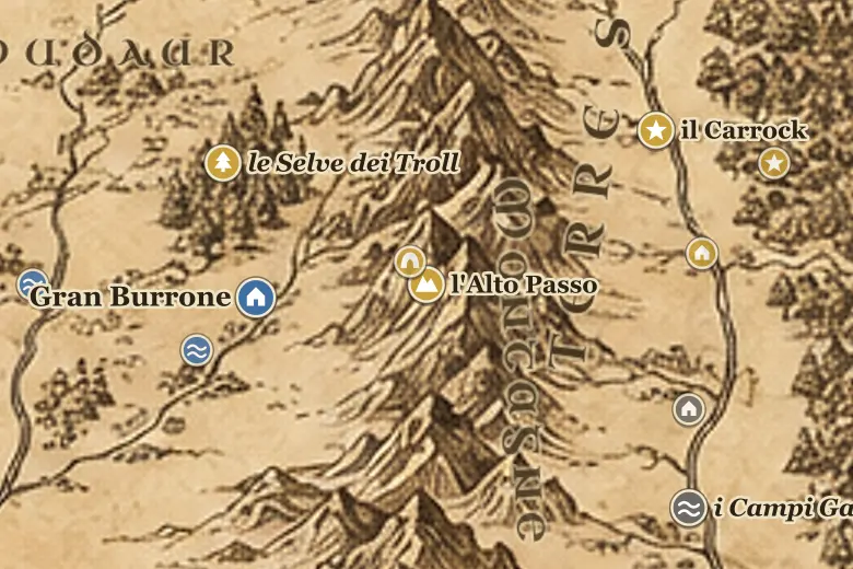 l'Alto Passo sulla mappa della Terra di Mezzo