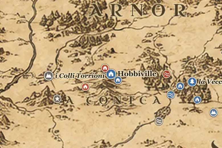 Hobbiville sulla mappa della Terra di Mezzo