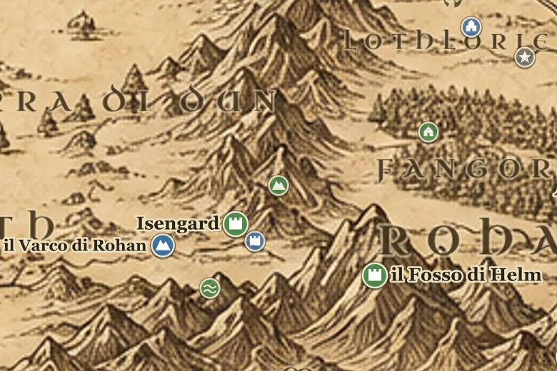 il Methedras sulla mappa della Terra di Mezzo