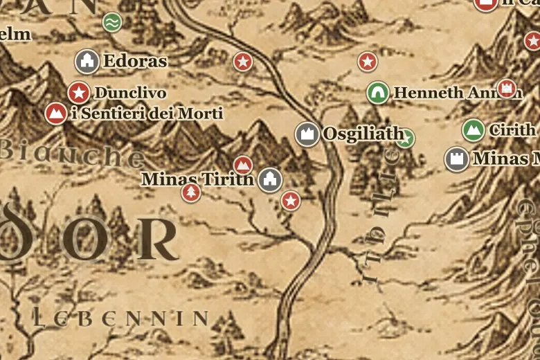 Minas Tirith sulla mappa della Terra di Mezzo