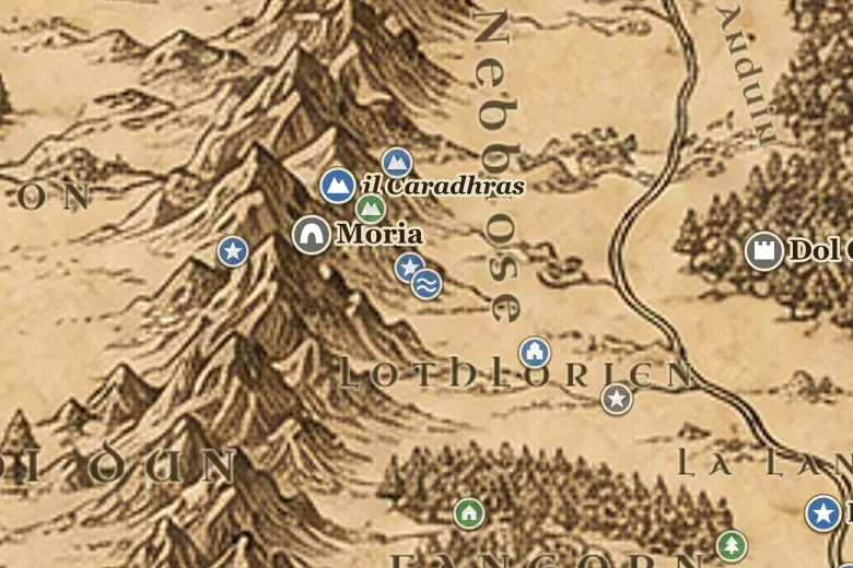 il Lago Specchio sulla mappa della Terra di Mezzo