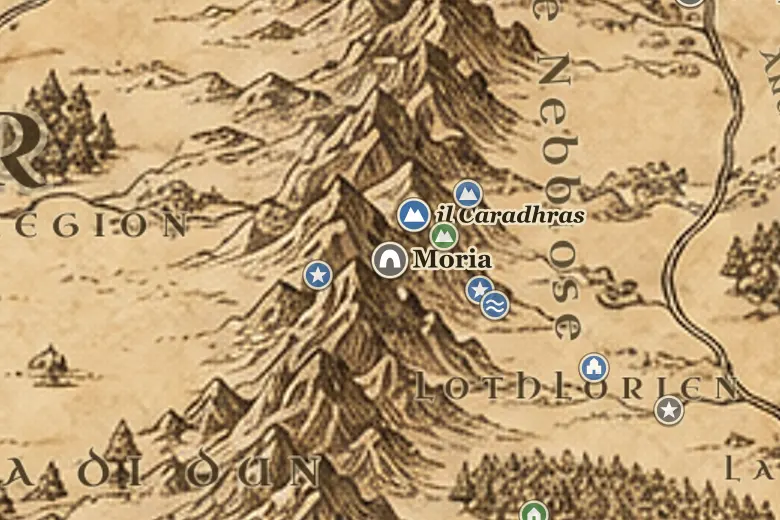 Moria sulla mappa della Terra di Mezzo