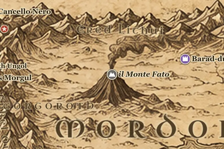 il Monte Fato sulla mappa della Terra di Mezzo
