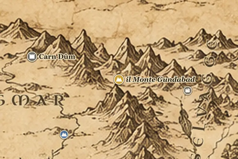 il Monte Gundabad sulla mappa della Terra di Mezzo