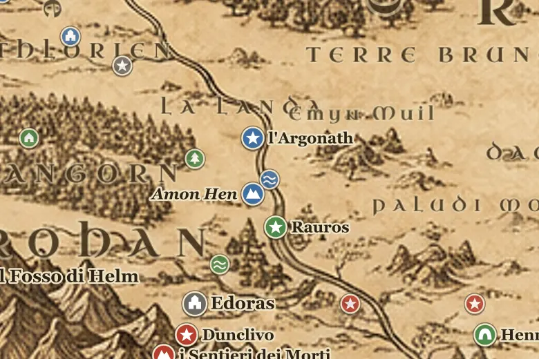 Nen Hithoel sulla mappa della Terra di Mezzo