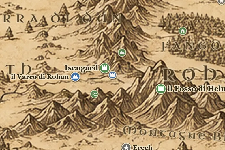 Orthanc sulla mappa della Terra di Mezzo