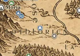 Caras Galadhon sulla mappa della Terra di Mezzo