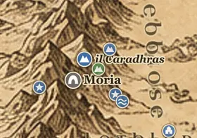 il Celebdil sulla mappa della Terra di Mezzo