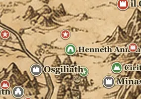 Henneth Annûn sulla mappa della Terra di Mezzo