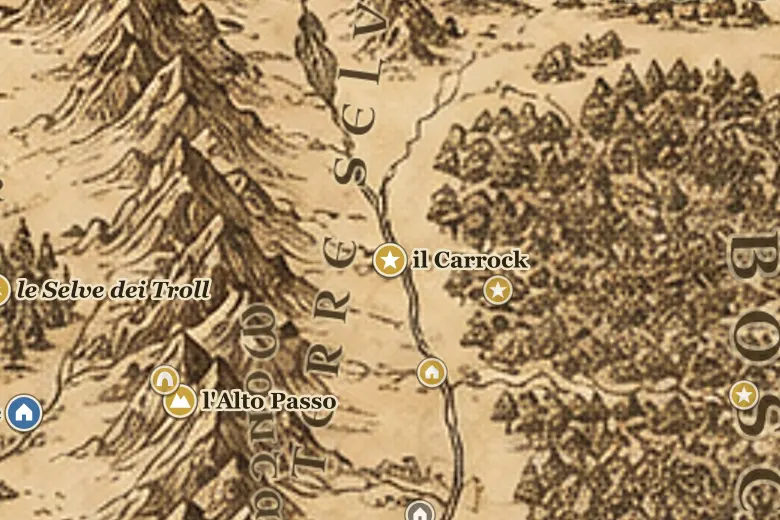 il Carrock sulla mappa della Terra di Mezzo