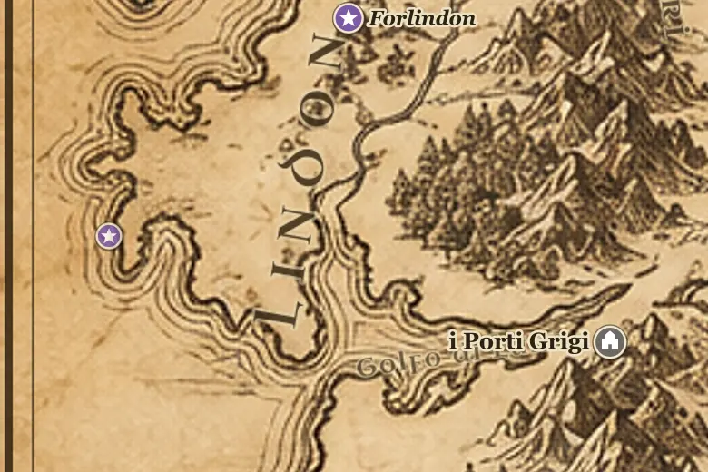 Tol Morwen sulla mappa della Terra di Mezzo