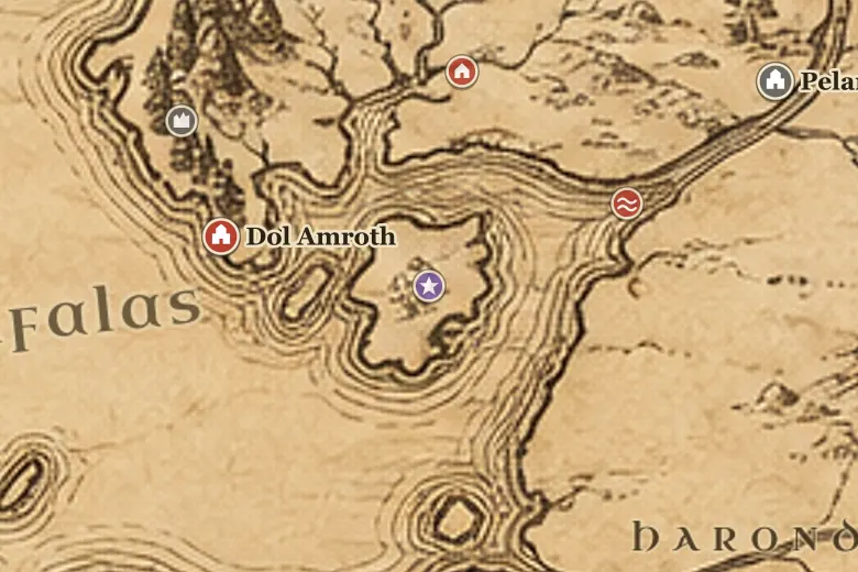 Tolfalas sulla mappa della Terra di Mezzo