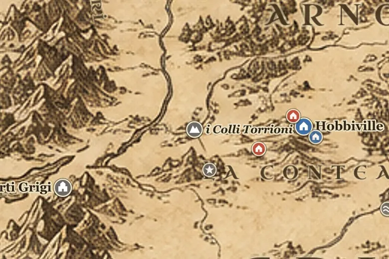 i Colli Torrioni sulla mappa della Terra di Mezzo