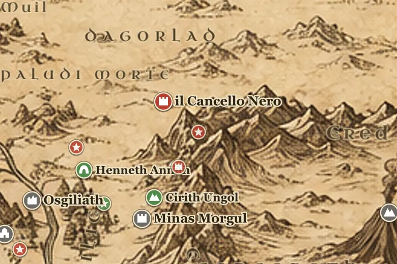 Udûn sulla mappa della Terra di Mezzo