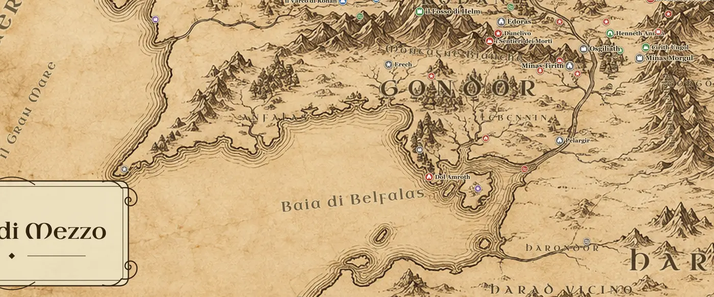 Gondor sulla mappa della Terra di Mezzo