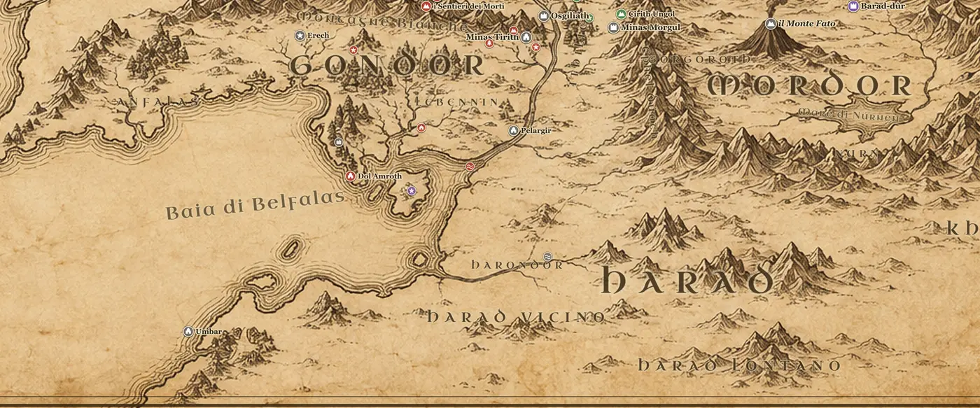 Harad sulla mappa della Terra di Mezzo