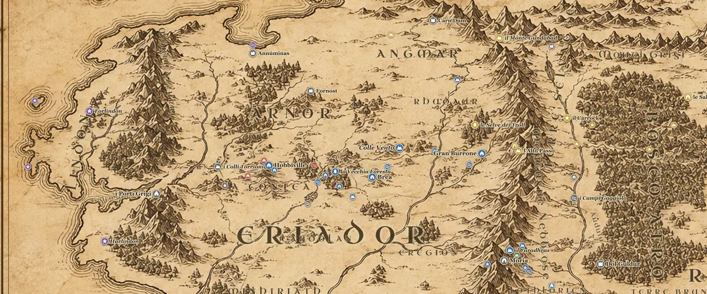 Lindon sulla mappa della Terra di Mezzo