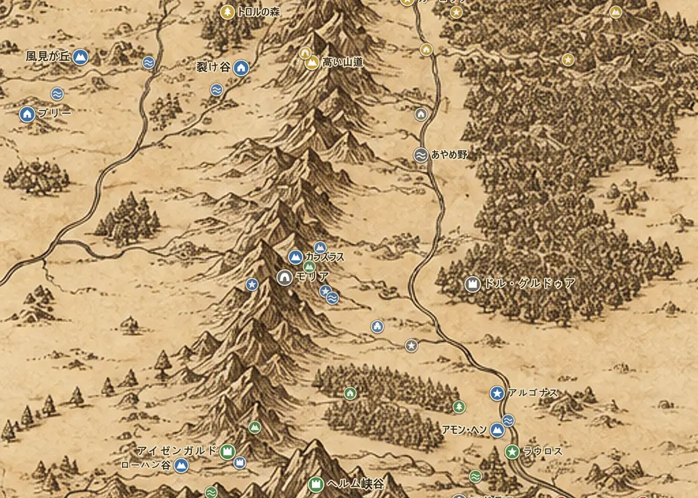 中つ国の地図上の旅の仲間