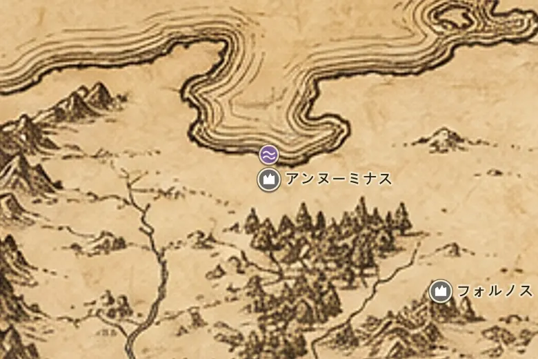 中つ国の地図上のアンヌーミナス
