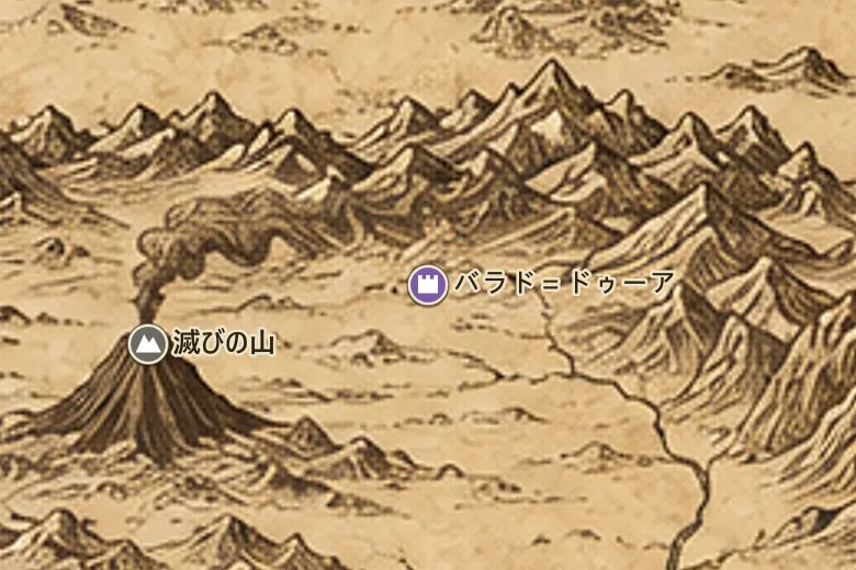 中つ国の地図上のバラド＝ドゥーア