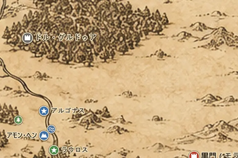 中つ国の地図上の茶色の国