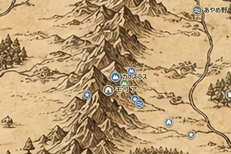 中つ国の地図上のカラズラス