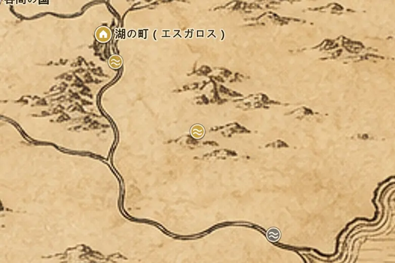 中つ国の地図上の早瀬川（ケルドゥイン）