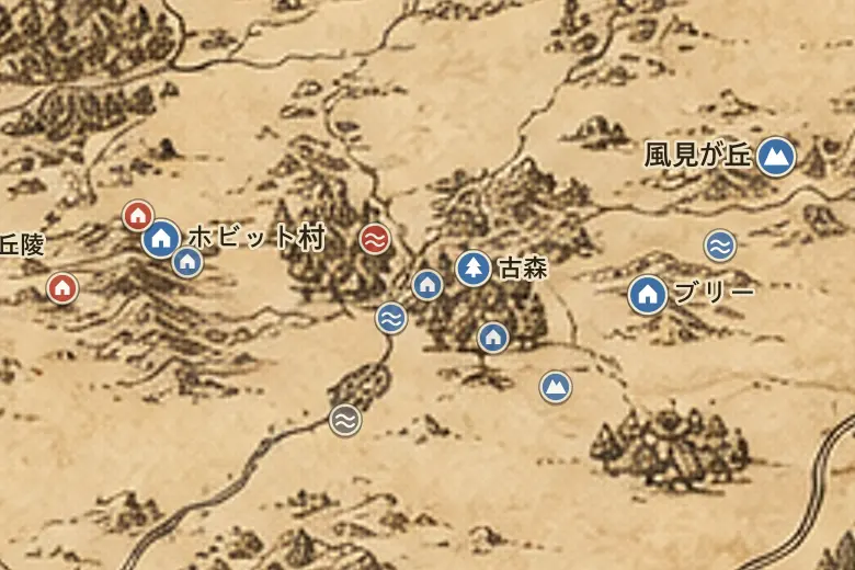 中つ国の地図上の堀窪
