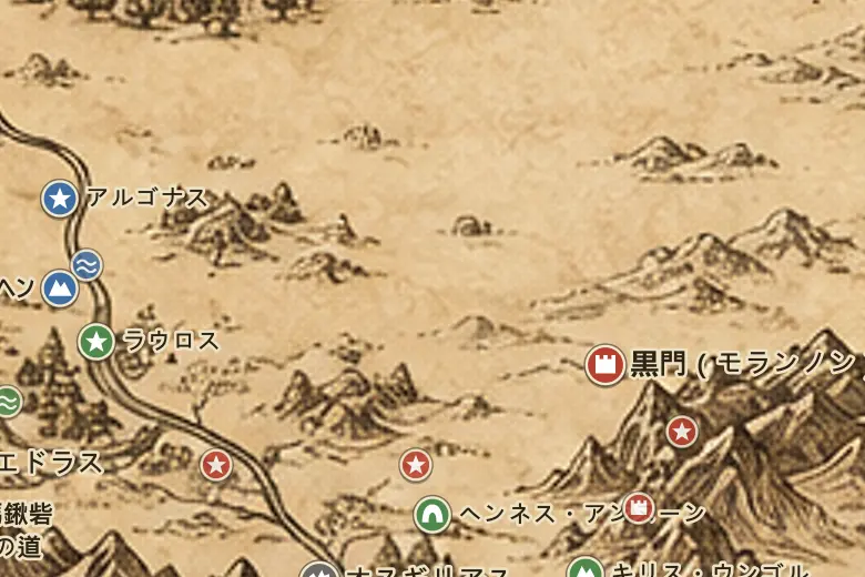 中つ国の地図上の死者の沼地