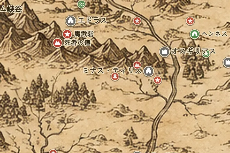 中つ国の地図上のドルーアダンの森