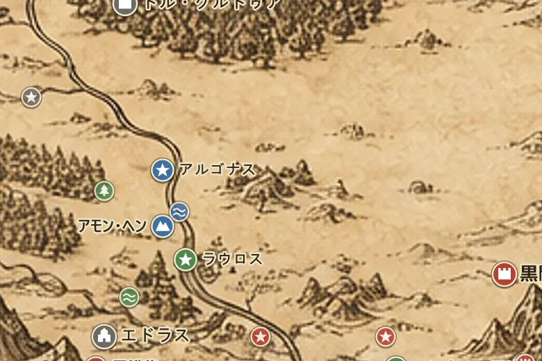 中つ国の地図上のエミン・ムイル