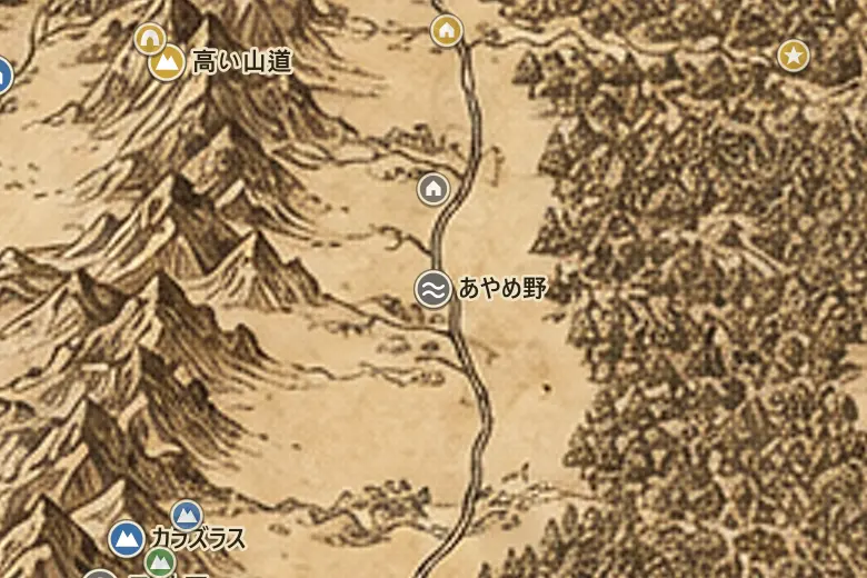 中つ国の地図上のあやめ野