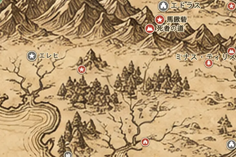 中つ国の地図上のゴンドール