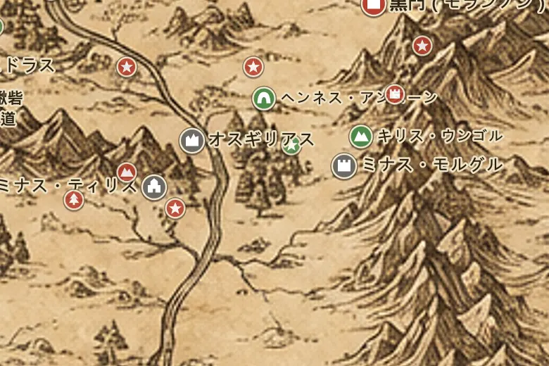 中つ国の地図上のイシリエン