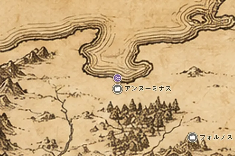 中つ国の地図上の夕おぼろ湖