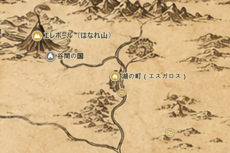 中つ国の地図上の湖の町（エスガロス）