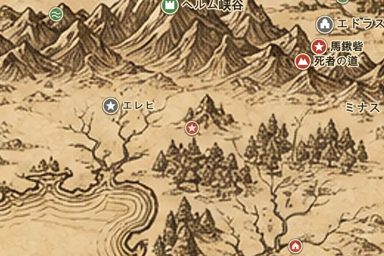 中つ国の地図上のラメドン