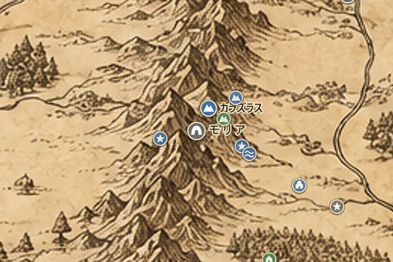 中つ国の地図上のモリア