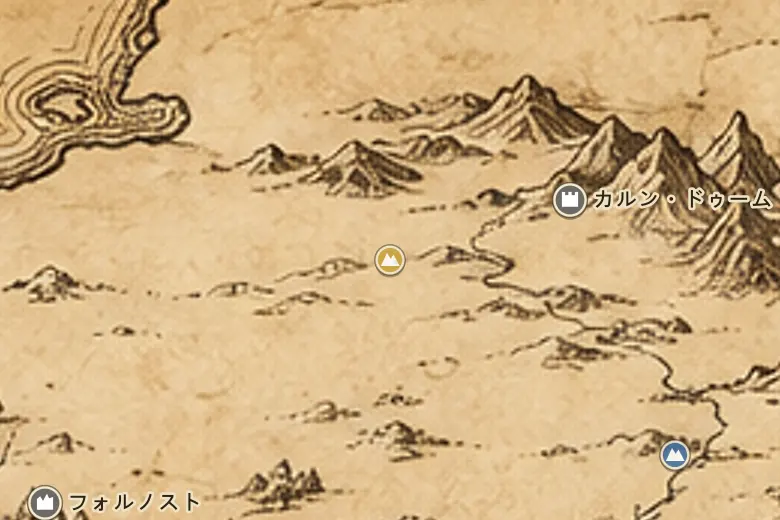 中つ国の地図上のグラム山