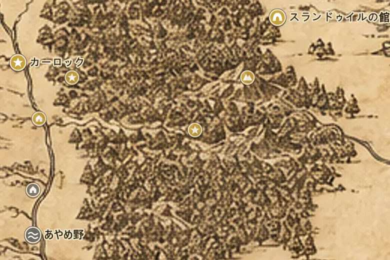 中つ国の地図上の森の古道