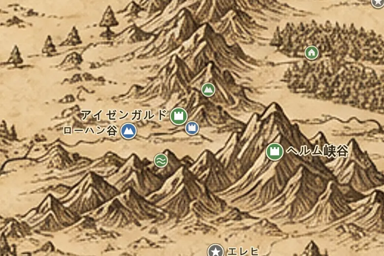 中つ国の地図上のオルサンク