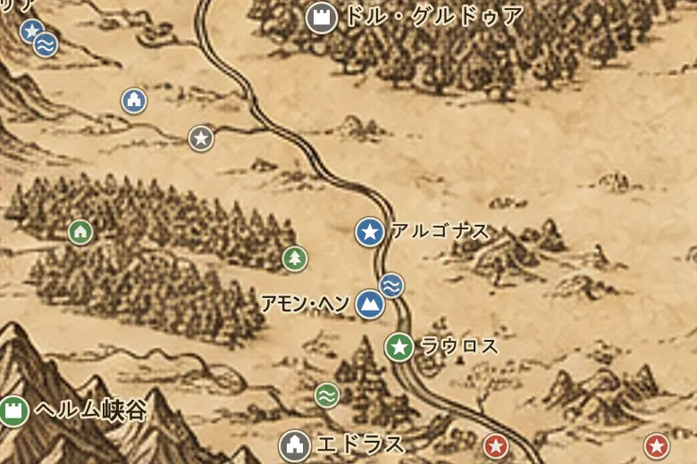 中つ国の地図上のローハン高原