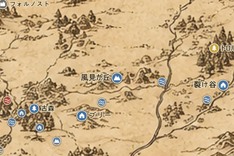 中つ国の地図上の風見が丘