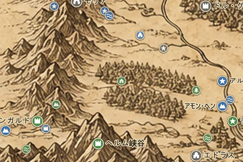 中つ国の地図上のウェリングホール