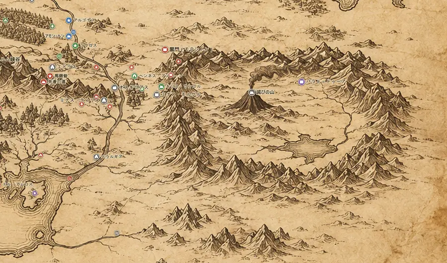 中つ国の地図上のモルドール
