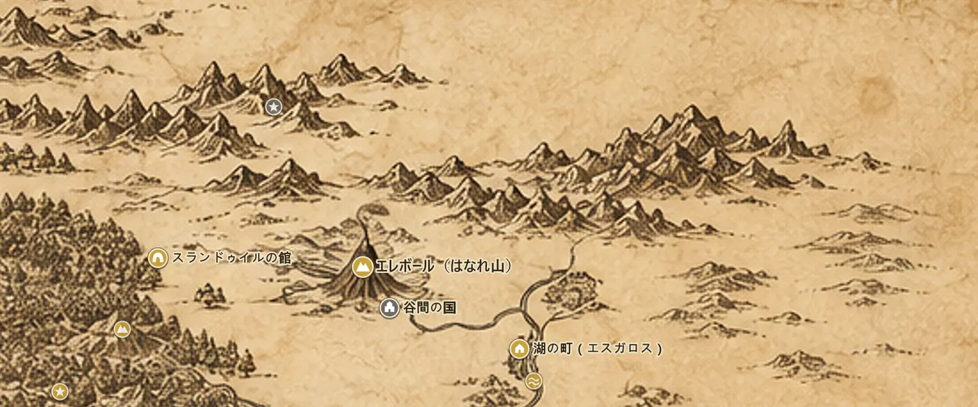 中つ国の地図上の谷間の国とエレボール