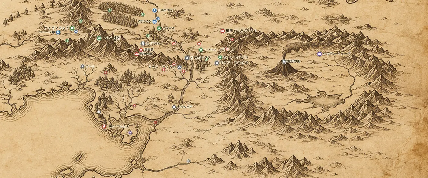 中つ国の地図上のモルドール